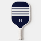 Navy Coastal Nautical Palm Tree Family Beach House Pickleball Schläger (Rückseite)