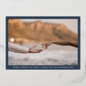 Navy Collage Multi Foto Save the Date Gold Frames Folieneinladung (Rückseite)