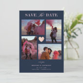 Navy Collage Wedding Pink Heart 4 Photos Covid19 (Stehend Vorderseite)