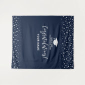 Navy Confetti Congratulation Abschluss Tapestry Wandteppich (Vorderseite (Horizontal))