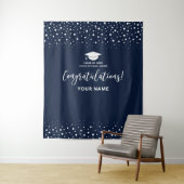 Navy Confetti Congratulation Abschluss Tapestry Wandteppich (Beispiel)