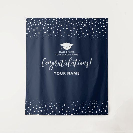 Navy Confetti Congratulation Abschluss Tapestry Wandteppich (Vorderseite)
