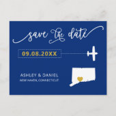 Navy Connecticut Wedding Speichern Sie die Datumsk Postkarte (Vorderseite)