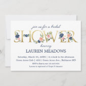 Navy & Coral Floral Brautparty Einladung (Vorderseite)