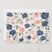 Navy & Coral Floral Brautparty Einladung (Rückseite)