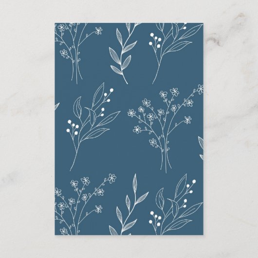 Navy Corner Floral Boho Wedding Begleitkarte (Rückseite)