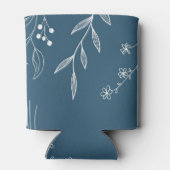 Navy Corner Floral Boho Wedding Can Cooler Dosenkühler (Rückseite)