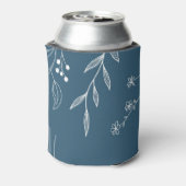 Navy Corner Floral Boho Wedding Can Cooler Dosenkühler (Kanne Rückseite)