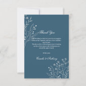 Navy Corner Floral Boho Wedding Dankeskarte (Vorderseite)
