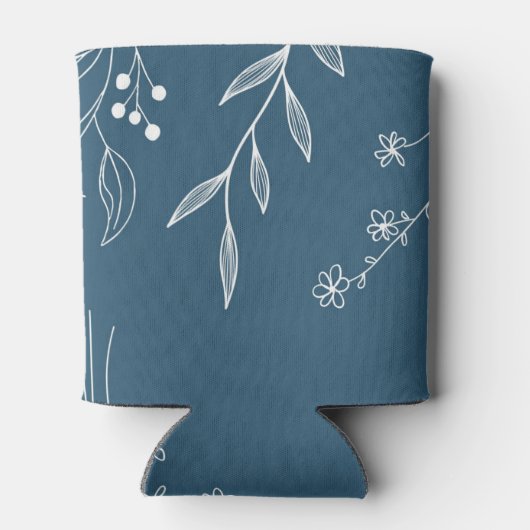 Navy Corner Floral Boho Wedding Dosenkühler (Rückseite)