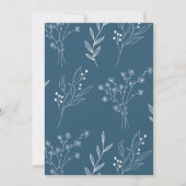 Navy Corner Floral Boho Wedding Einladung (Rückseite)