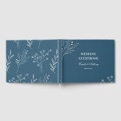 Navy Corner Floral Boho Wedding Gästebuch (Voll)