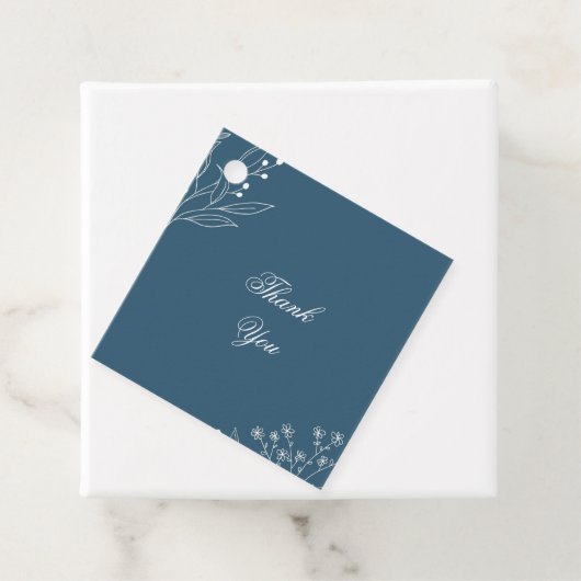 Navy Corner Floral Boho Wedding Geschenkanhänger (Beispiel)