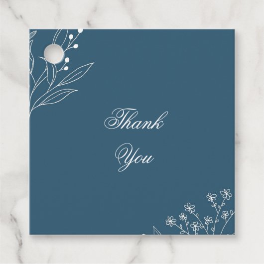 Navy Corner Floral Boho Wedding Geschenkanhänger (Vorderseite)