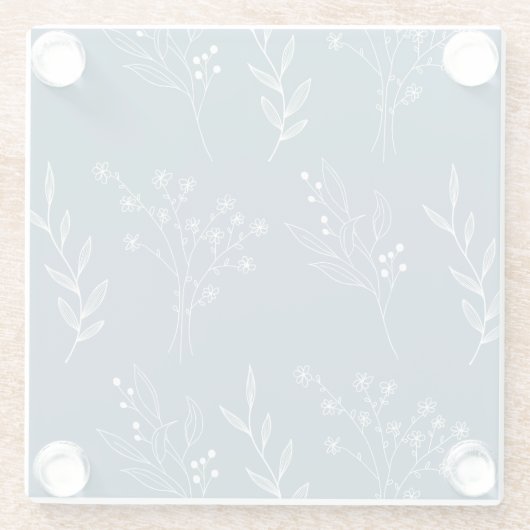 Navy Corner Floral Boho Wedding Glasuntersetzer (Rückseite)