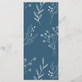 Navy Corner Floral Boho Wedding Menükarte (Rückseite)