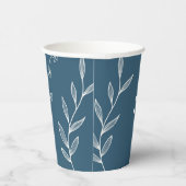 Navy Corner Floral Boho Wedding Pappbecher (Rechts)