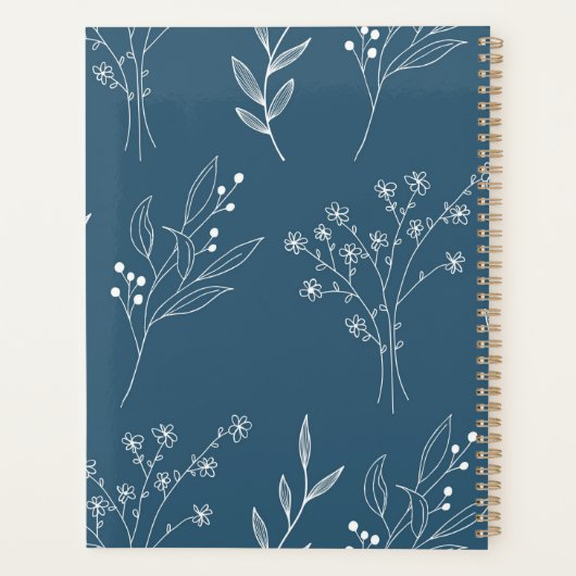 Navy Corner Floral Boho Wedding Planer (Rückseite)