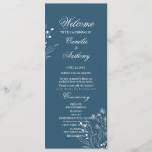 Navy Corner Floral Boho Wedding Programm (Vorderseite)
