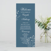 Navy Corner Floral Boho Wedding Programm (Stehend Vorderseite)