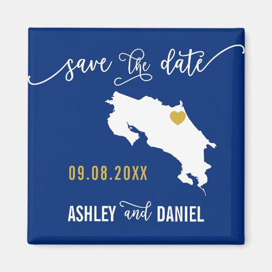 Navy Costa Rica Hochzeit Speichern Sie die Datumsk Magnet (Vorne)