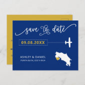 Navy Costa Rica Hochzeit Speichern Sie die Datumsk Postkarte (Vorne/Hinten)
