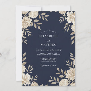 Navy Cream Rebenhochzeit Einladung