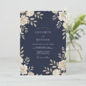 Navy Cream Rebenhochzeit Einladung (Stehend Vorderseite)