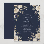 Navy Cream Rebenhochzeit Einladung (Vorne/Hinten)