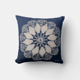 Navy Crochet Craft Kissen