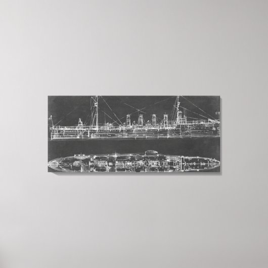 Navy Cruiser Blueprint Leinwanddruck (Vorderseite)
