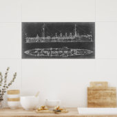 Navy Cruiser Blueprint Poster (Küche)