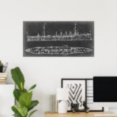Navy Cruiser Blueprint Poster (Heimbüro)