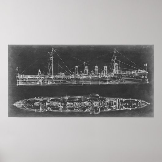 Navy Cruiser Blueprint Poster (Vorne)