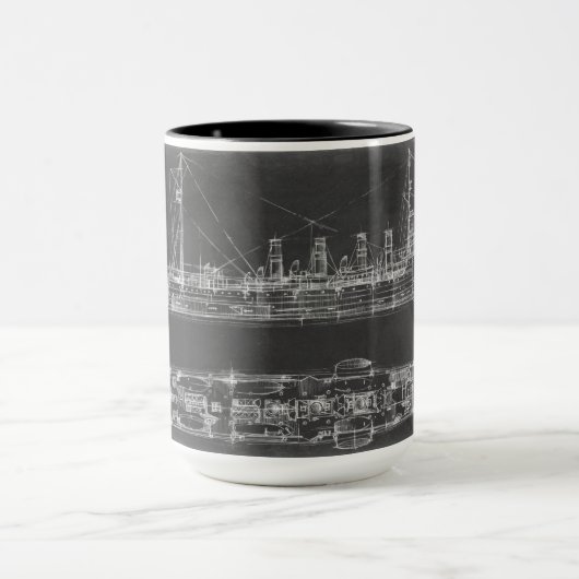 Navy Cruiser Blueprint Tasse (Zentrum)