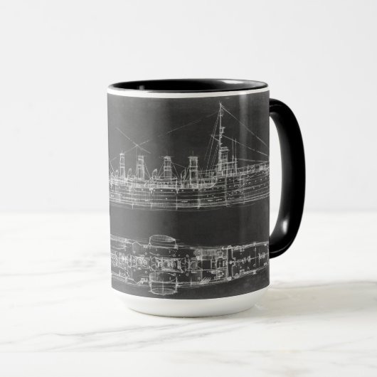 Navy Cruiser Blueprint Tasse (VorderseiteRechts)