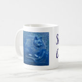 Navy Custom Art Nouveau Cat Lady Kaffeetasse (Vorderseite Links)