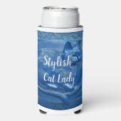 Navy Custom Art Nouveau Cat Lady Selters Dosenkühler (Seltzer Rückseite)
