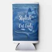 Navy Custom Art Nouveau Cat Lady Selters Dosenkühler (Vorderseite)
