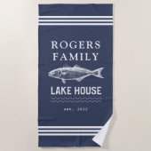 Navy Custom Family Lake House Strandtuch (Vorderseite)