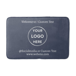 Navy Custom Logo Text Modern Minimalistisch Busine Badematte