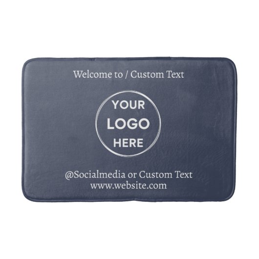 Navy Custom Logo Text Modern Minimalistisch Busine Badematte (Vorderseite)