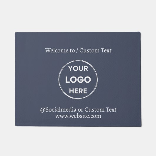 Navy Custom Logo Text Modern Minimalistisch Busine Fußmatte (Vorderseite)