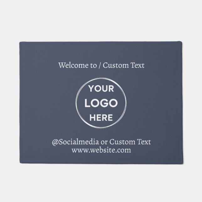 Navy Custom Logo Text Modern Minimalistisch Busine Fußmatte (Vorderseite)