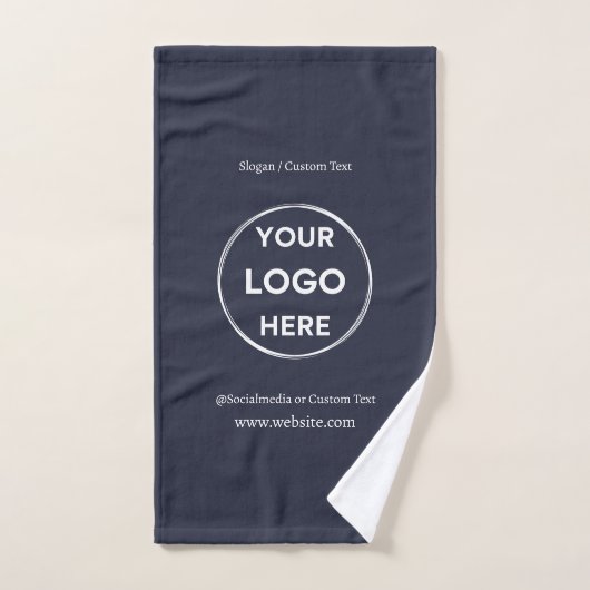 Navy Custom Logo Text Modern Minimalistisch Busine Handtuch (Handtuch)