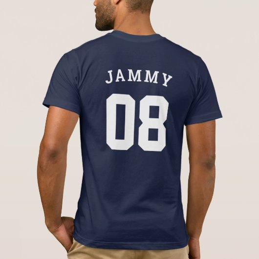 Navy Custom Team Name Football Jersey T - Shirt (Rückseite)