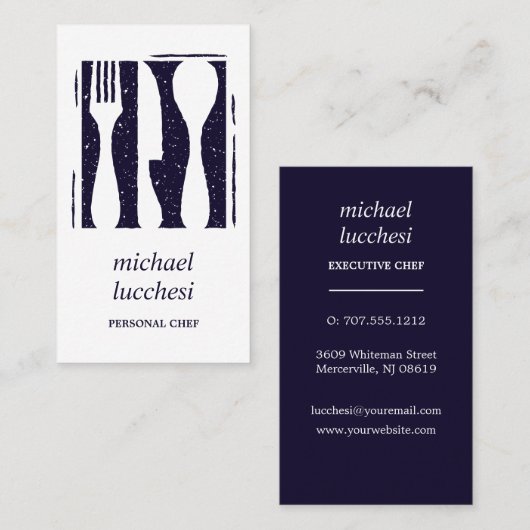Navy Cutlery | Koch Catering Bäckerei Restaurant Visitenkarte (Vorne/Hinten)