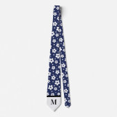 Navy Daisies Monogramed Necktie Krawatte (Vorderseite)