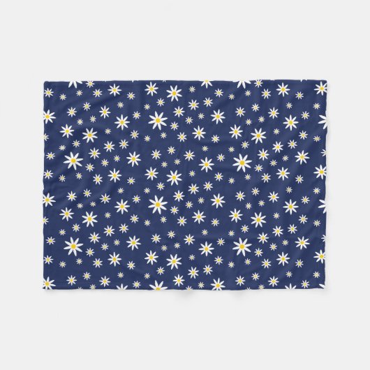 Navy Daisy Fleece Blanket (Vorderseite (Horizontal))