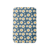 Navy Daisy Floral Bohemisch Botanisches Muster Badematte (Vorderseite Vertikal)